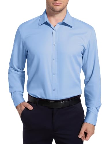 Men’s Dress Shirt Stretch Stain Shield Button Down Shirt Long Sleeve Button Up Shirt