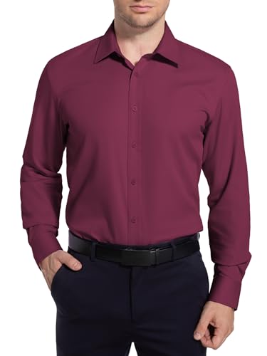 Men’s Dress Shirt Stretch Stain Shield Button Down Shirt Long Sleeve Button Up Shirt