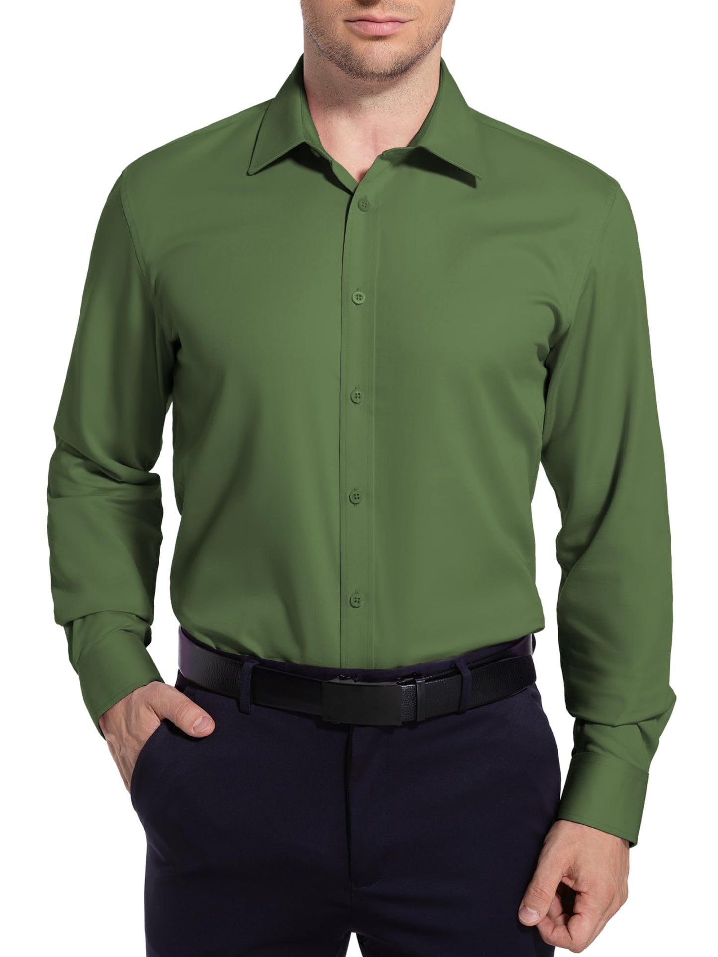 Men’s Dress Shirt Stretch Stain Shield Button Down Shirt Long Sleeve Button Up Shirt