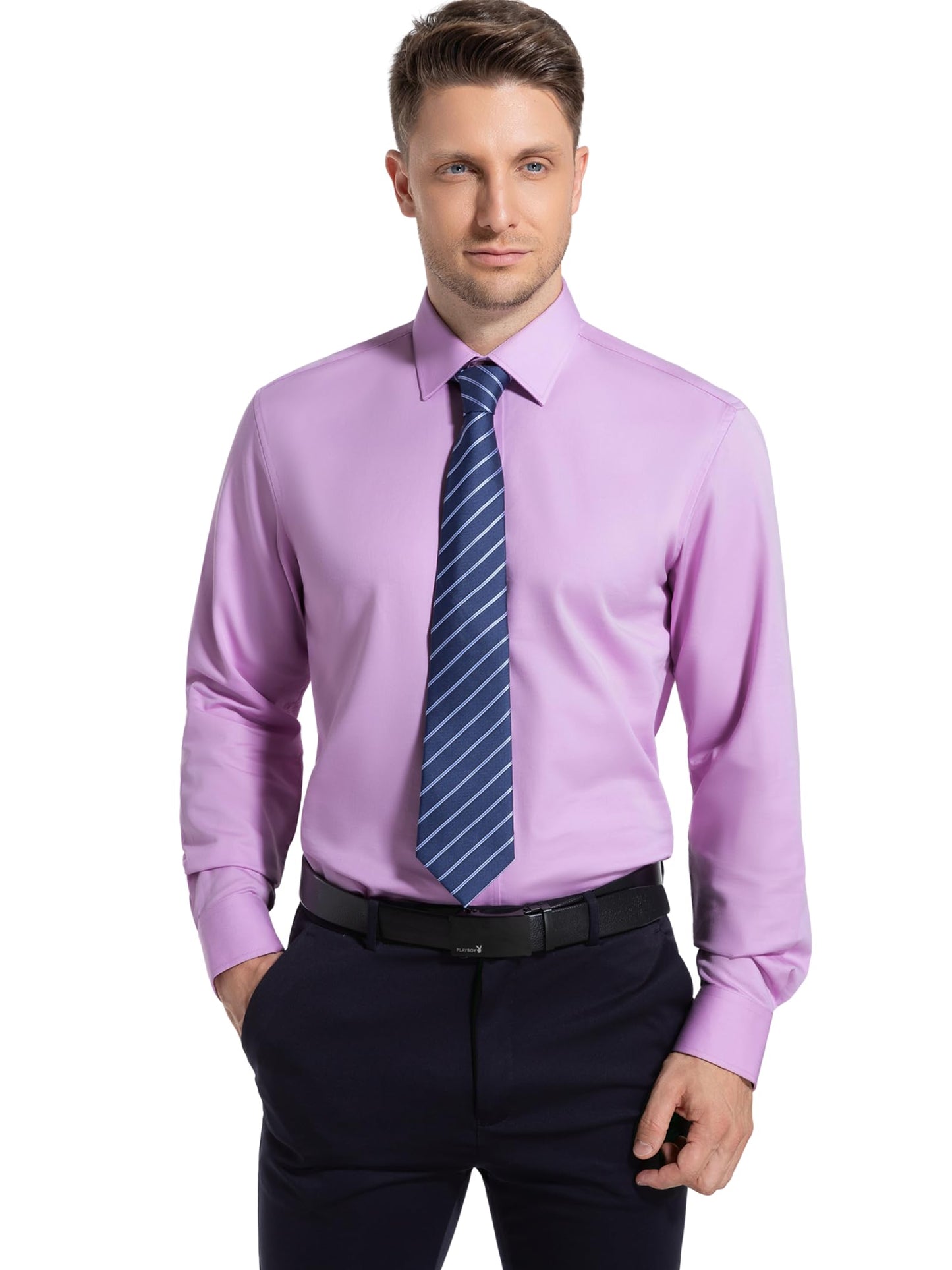 Men’s Dress Shirt Stretch Stain Shield Button Down Shirt Long Sleeve Button Up Shirt