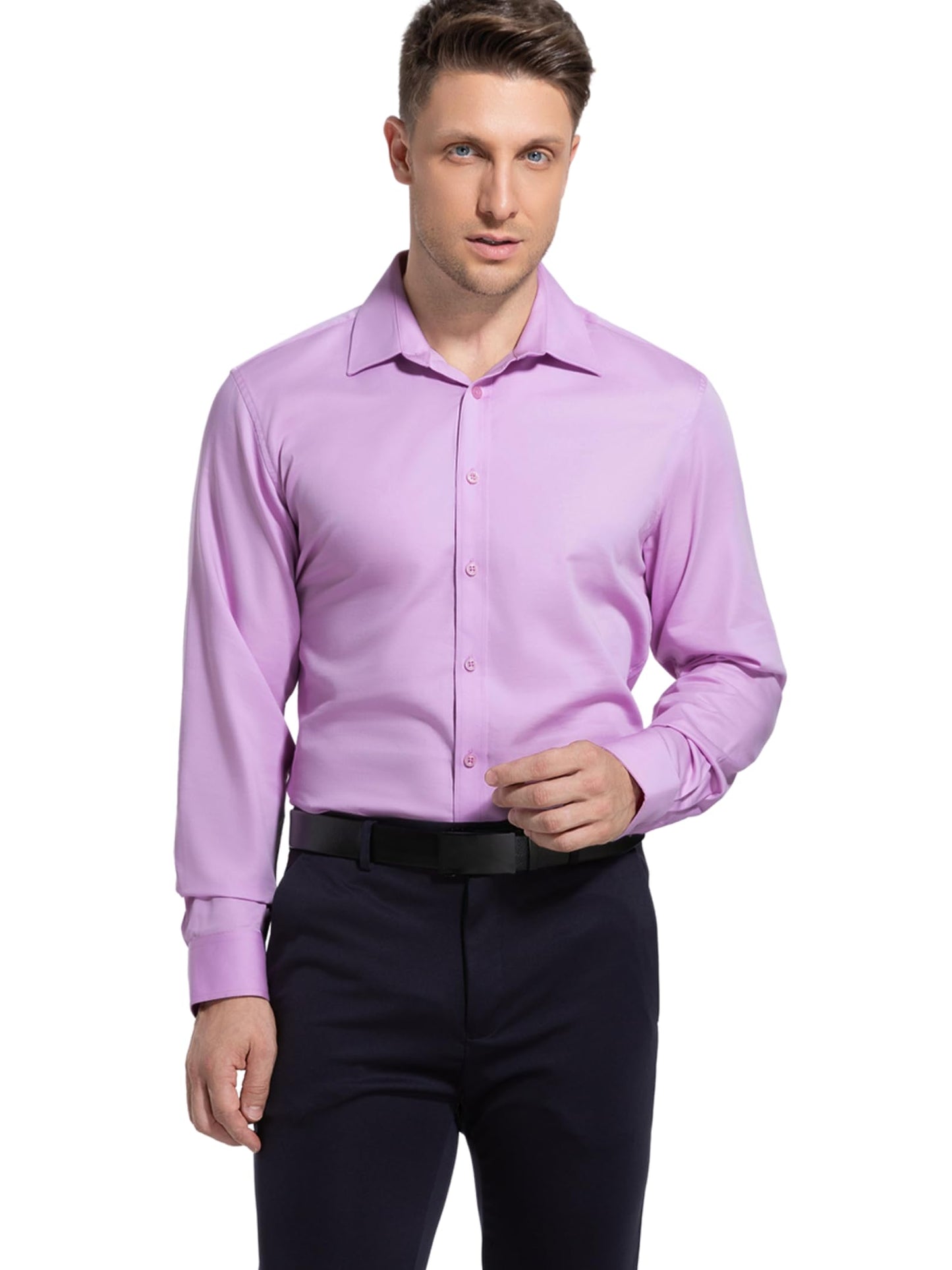 Men’s Dress Shirt Stretch Stain Shield Button Down Shirt Long Sleeve Button Up Shirt