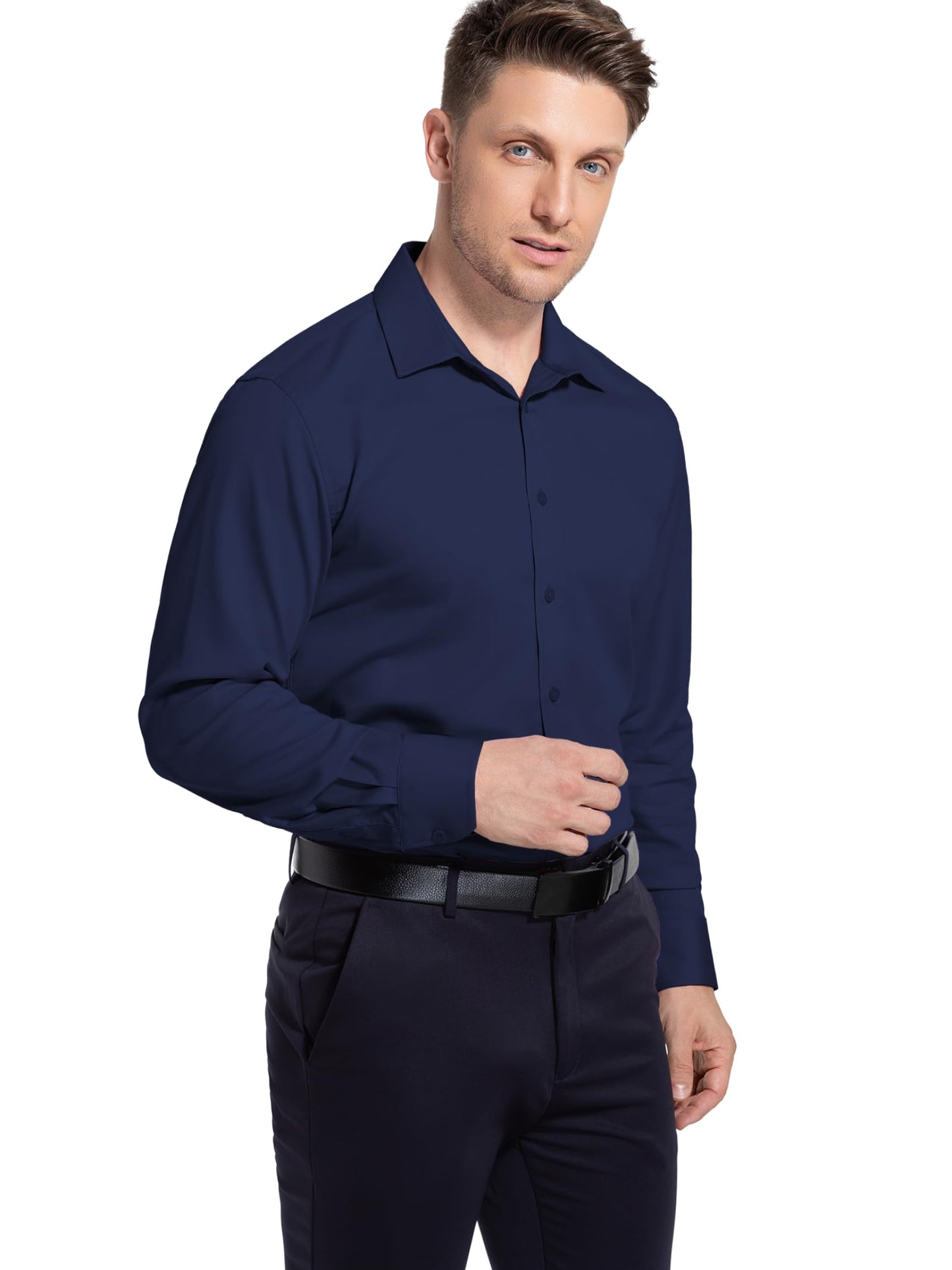 Men’s Dress Shirt Stretch Stain Shield Button Down Shirt Long Sleeve Button Up Shirt