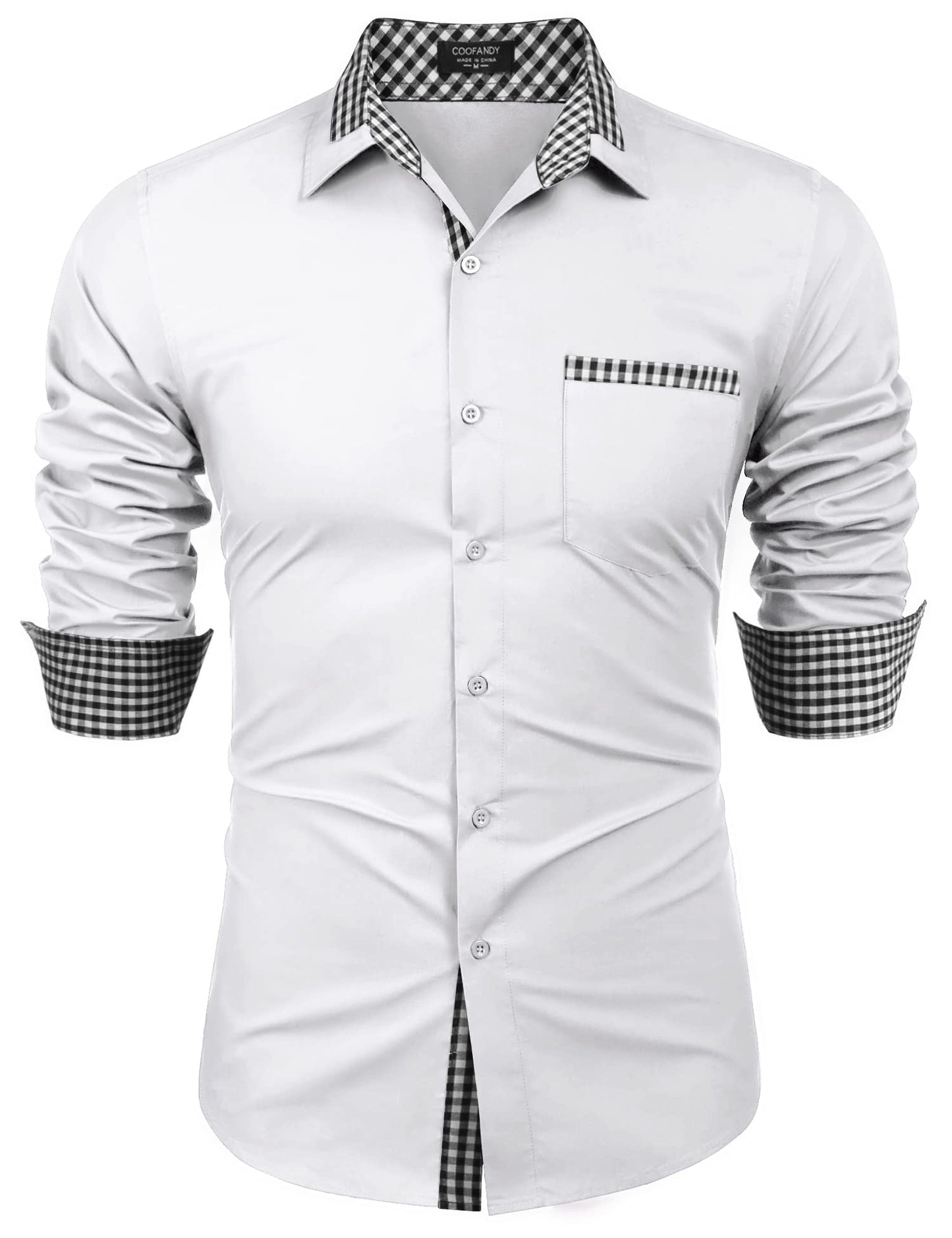 COOFANDY Men's Long Sleeve Dress Shirt Plaid Collar Casual Button Down Shirts
