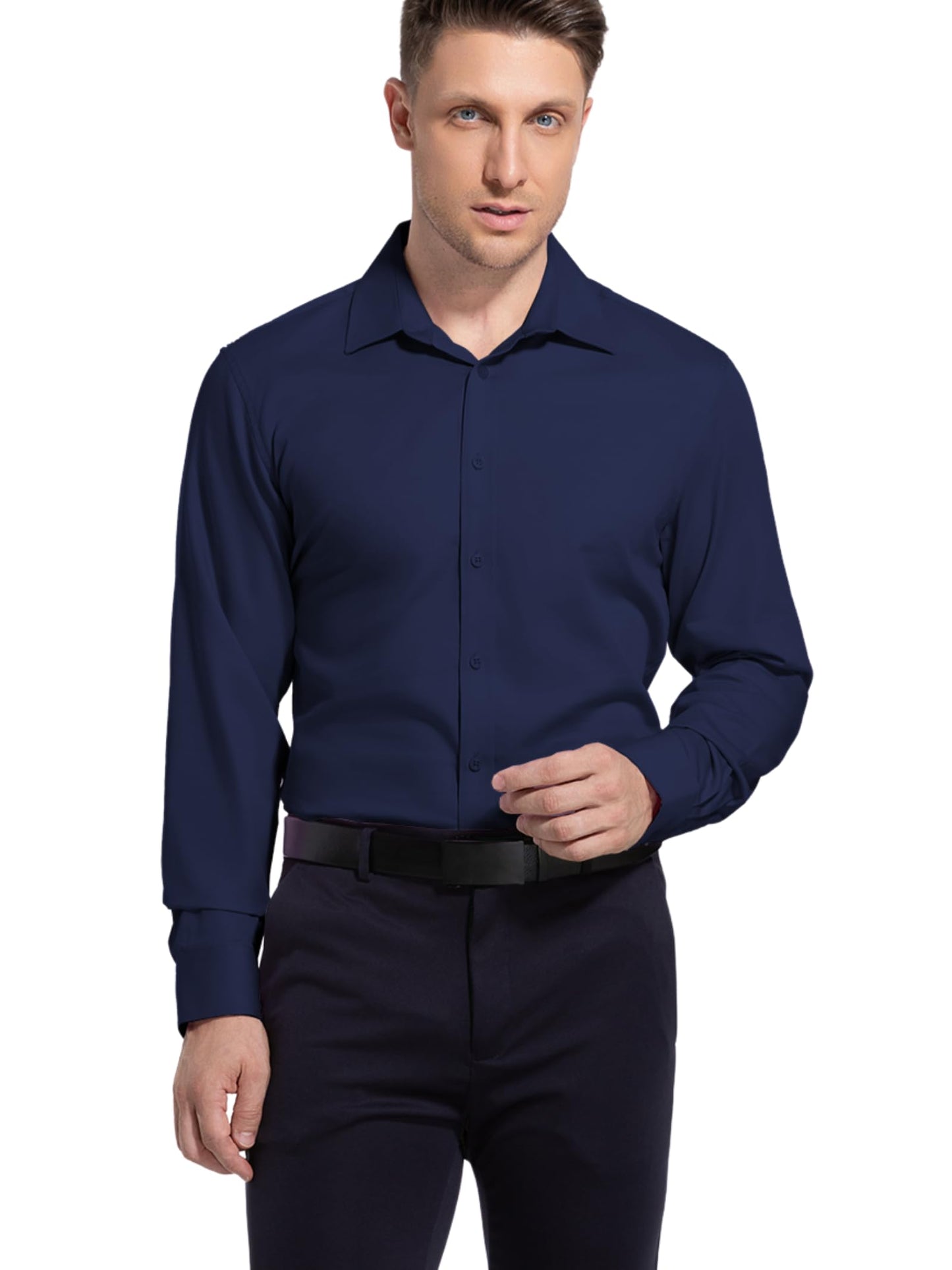 Men’s Dress Shirt Stretch Stain Shield Button Down Shirt Long Sleeve Button Up Shirt