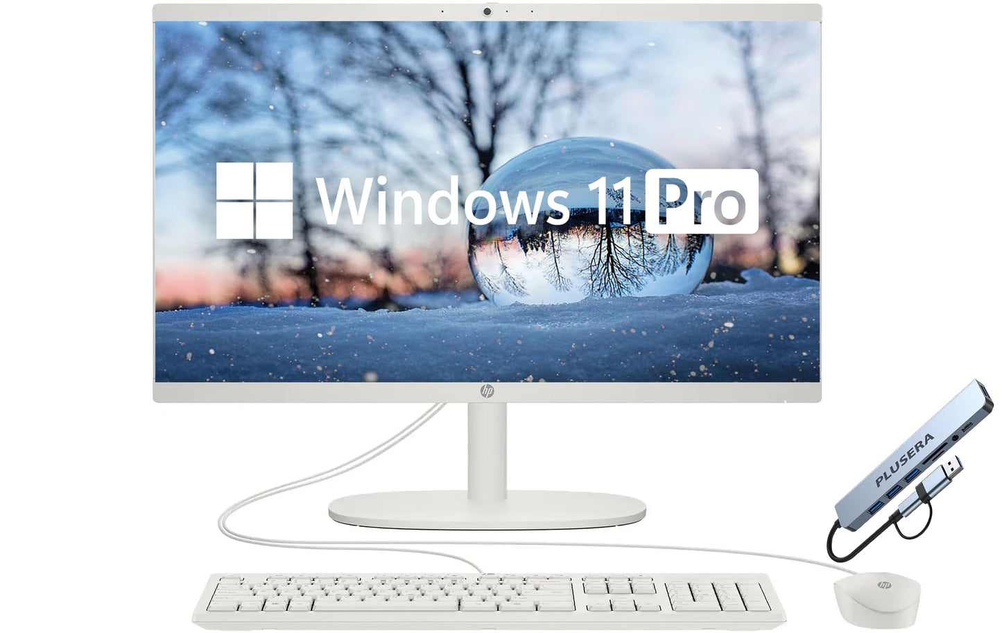 HP 21.5" FHD All-in-One Desktop Computer, 32GB RAM 1.5TB Storage (1TB SSD+512GB Docking Station Set), Dual-Core Intel Celeron, Windows 11 Pro with Microsoft Office Home & Business Included, Snow White