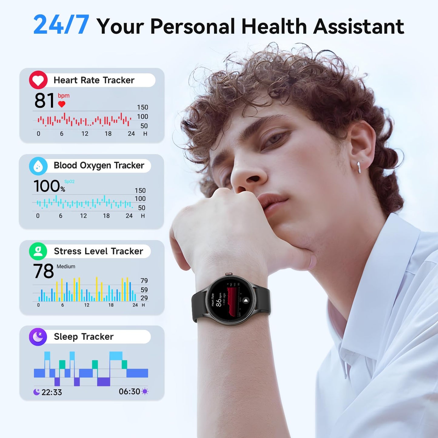 Fitpolo Smart Watches for Women (2 Bands), 40mm Stylish Round Smartwatch, IP68 Waterproof Fitness Tracker with Bluetooth Calls (Make/Answer), Heart Rate/SpO2/Sleep Monitor, 7 Days Battery - Pink
