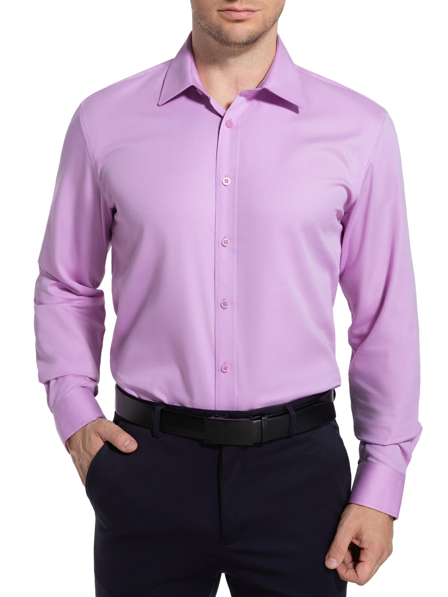 Men’s Dress Shirt Stretch Stain Shield Button Down Shirt Long Sleeve Button Up Shirt