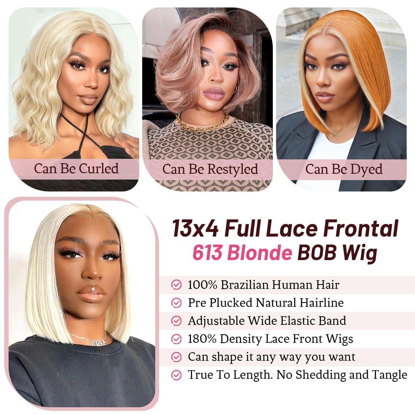 Wear and Go Glueless Bob Wig Human Hair Pre Plucked Pre Cut 180% Density 5x5 HD Transparent Lace Front Wigs Human Hair for Black Women Short Straight Bob Wigs No Glue Lace Closure Wigs 10 Inch