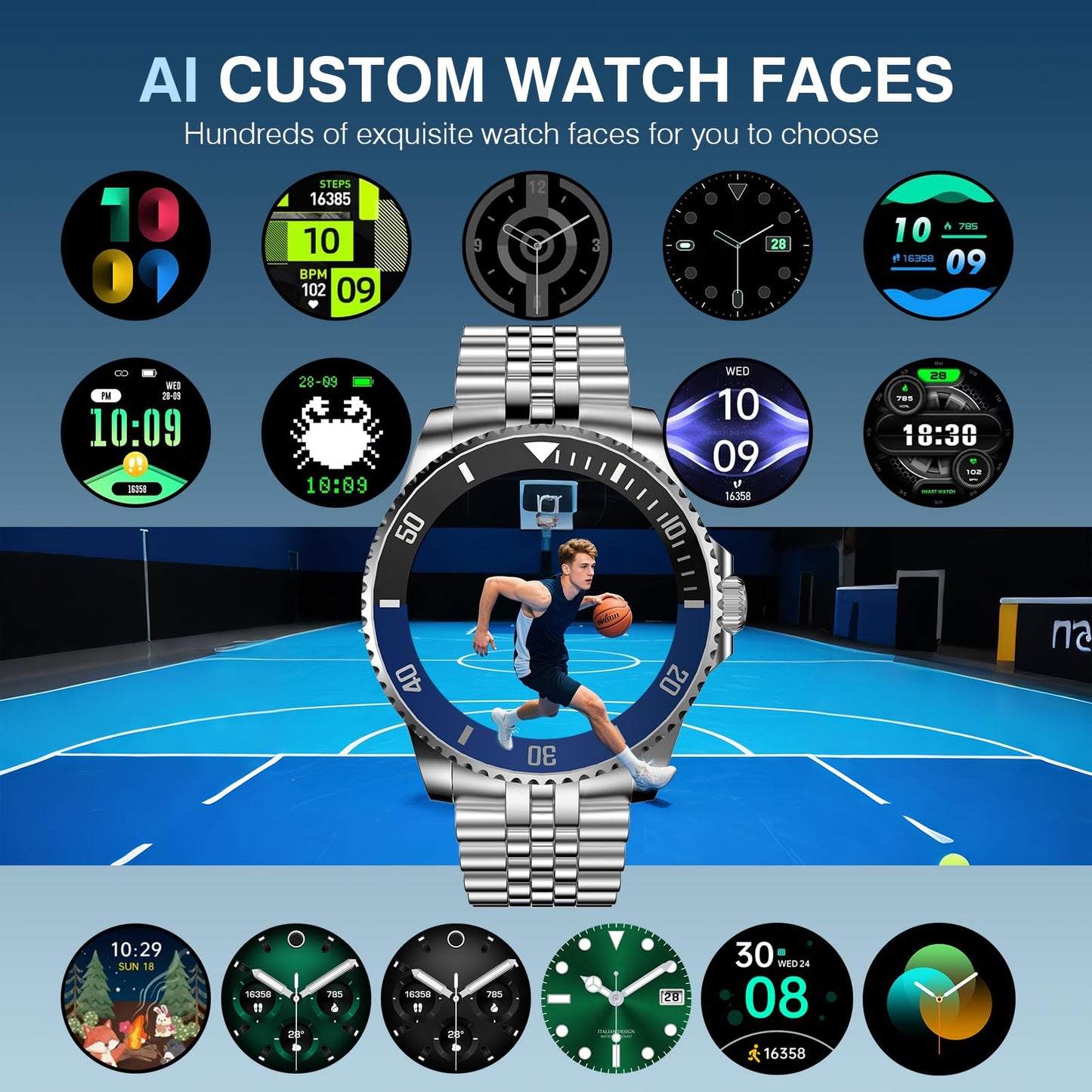 2025 DA GPT Smart Watch with Bluetooth Call,1.19-inch AMOLED Display, 24/7 Heart Rate, Blood Oxygen, Blood Pressure, Sleep Monitor, 107 Sports Fitness Tracker, Compatible Android and iOS Silver Gold