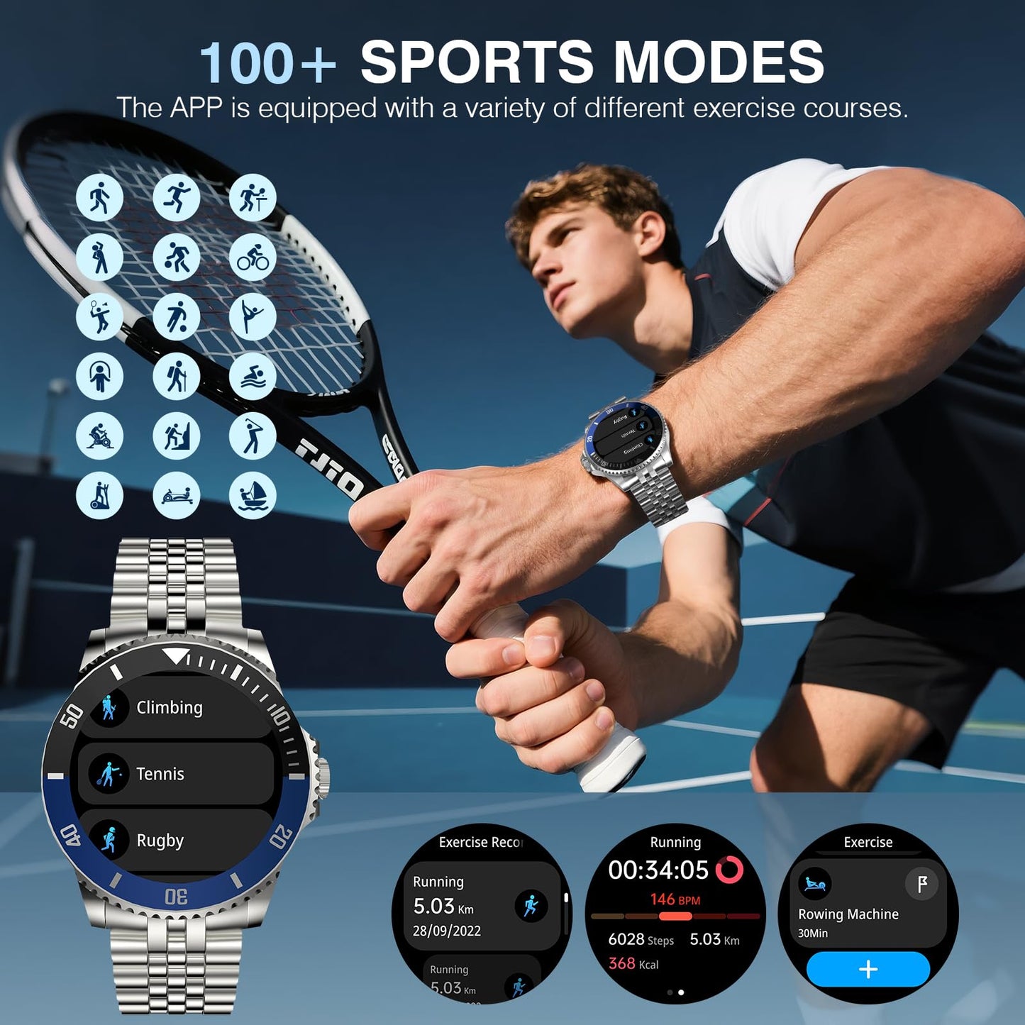 2025 DA GPT Smart Watch with Bluetooth Call,1.19-inch AMOLED Display, 24/7 Heart Rate, Blood Oxygen, Blood Pressure, Sleep Monitor, 107 Sports Fitness Tracker, Compatible Android and iOS Silver Gold