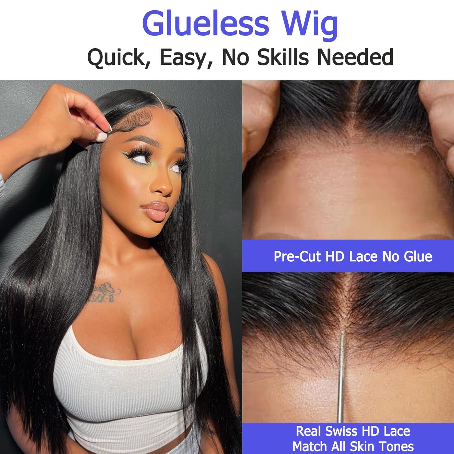 30 Inch 5x5 HD Lace Closure Wigs Human Hair 220 Density Wear and Go Glueless Wigs Human Hair Pre Plucked Pre Cut with Baby Hair Bleached Knots 12A Ready to Wear Straight Wigs for Beginners