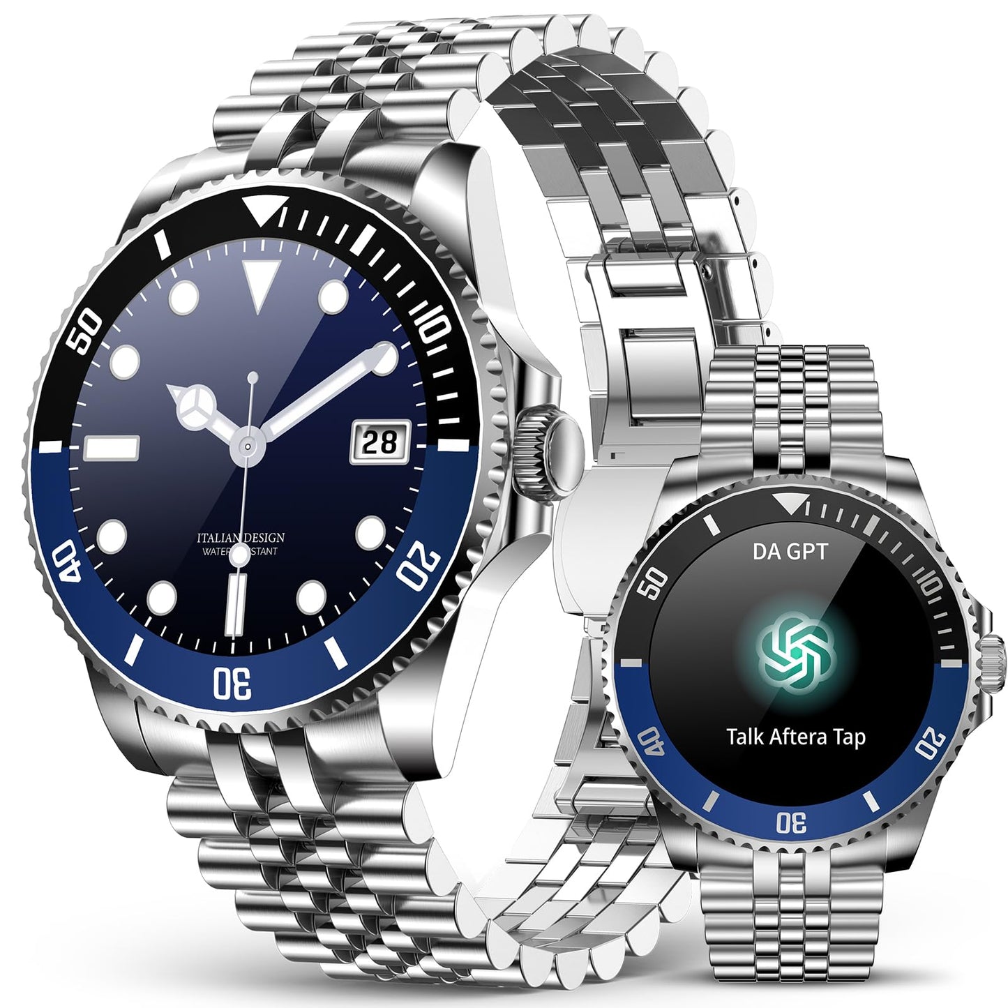 2025 DA GPT Smart Watch for Men with Bluetooth Call, Heart Rate, Blood Pressure, SpO2, Sleep Monitor, 107 Sports Modes, Waterproof Round Watch, 1.19-inch AMOLED Display, Compatible Android and iOS