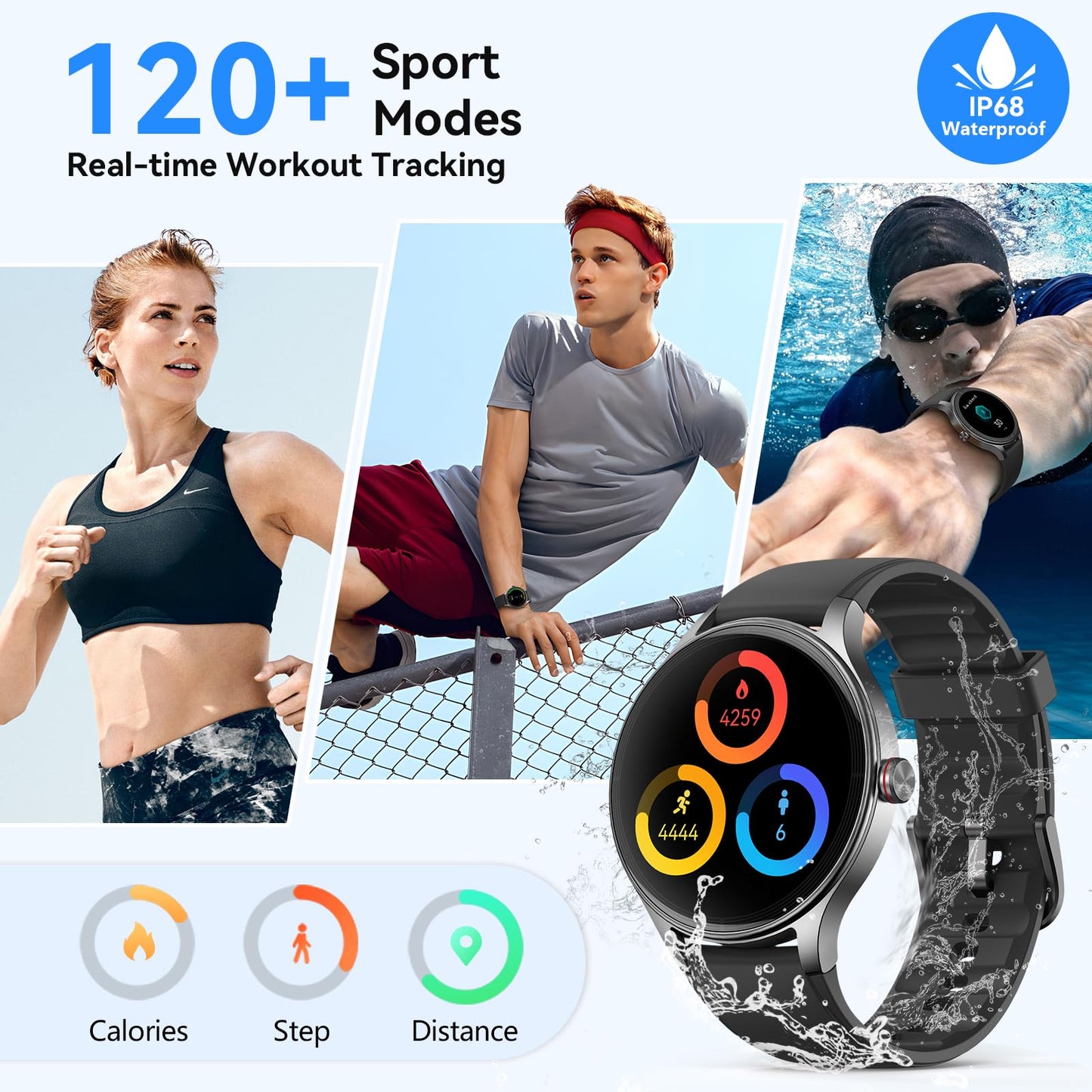 Fitpolo Smart Watches for Women (2 Bands), 40mm Stylish Round Smartwatch, IP68 Waterproof Fitness Tracker with Bluetooth Calls (Make/Answer), Heart Rate/SpO2/Sleep Monitor, 7 Days Battery - Pink