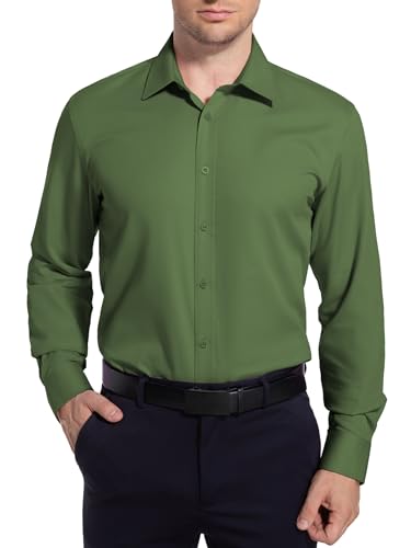 Men’s Dress Shirt Stretch Stain Shield Button Down Shirt Long Sleeve Button Up Shirt