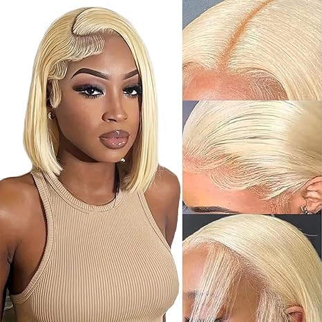 Wear and Go Glueless Bob Wig Human Hair Pre Plucked Pre Cut 180% Density 5x5 HD Transparent Lace Front Wigs Human Hair for Black Women Short Straight Bob Wigs No Glue Lace Closure Wigs 10 Inch