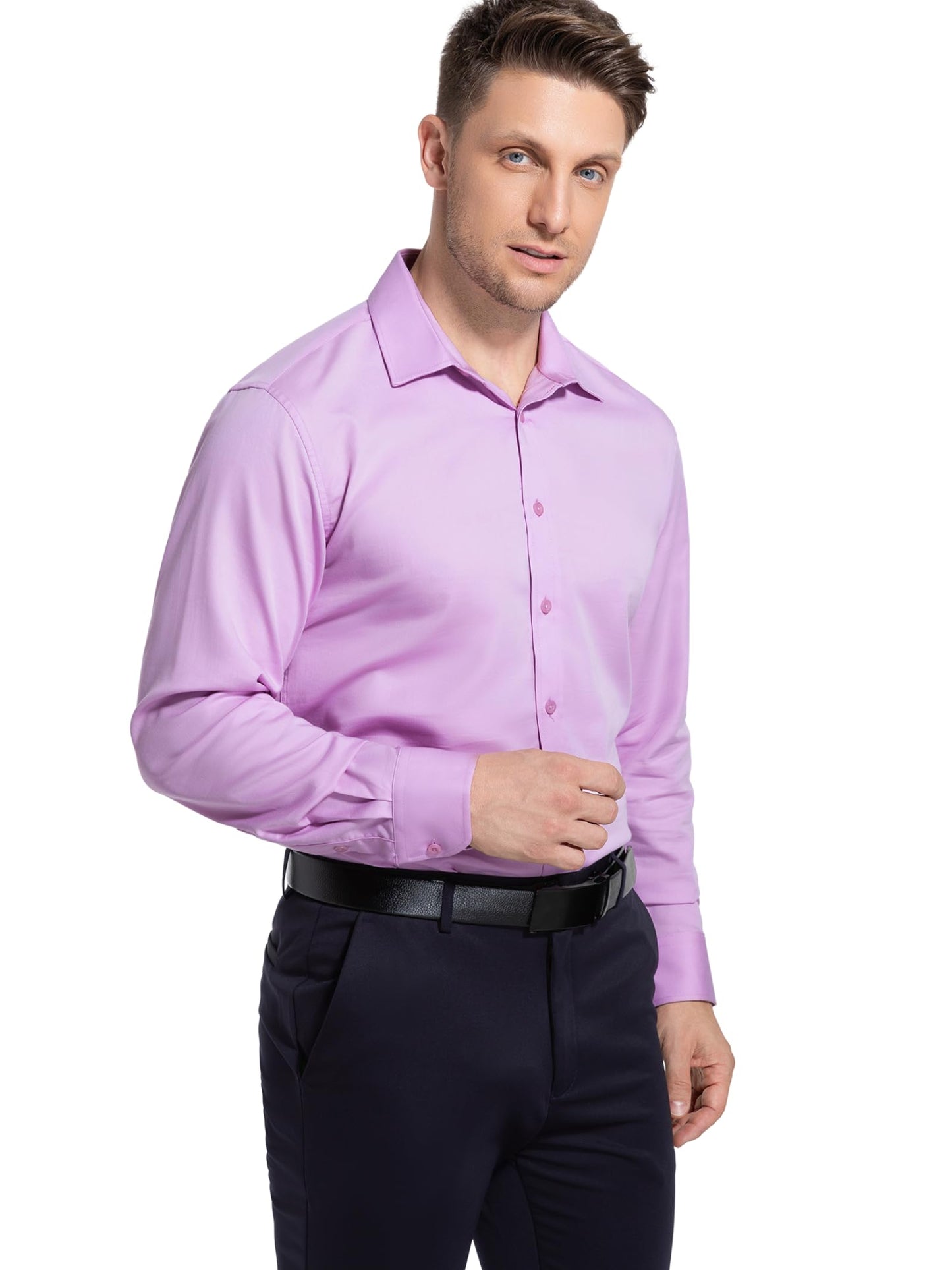 Men’s Dress Shirt Stretch Stain Shield Button Down Shirt Long Sleeve Button Up Shirt
