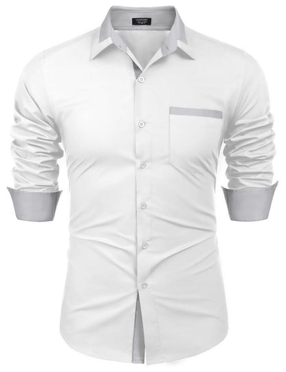 COOFANDY Men's Long Sleeve Dress Shirt Plaid Collar Casual Button Down Shirts