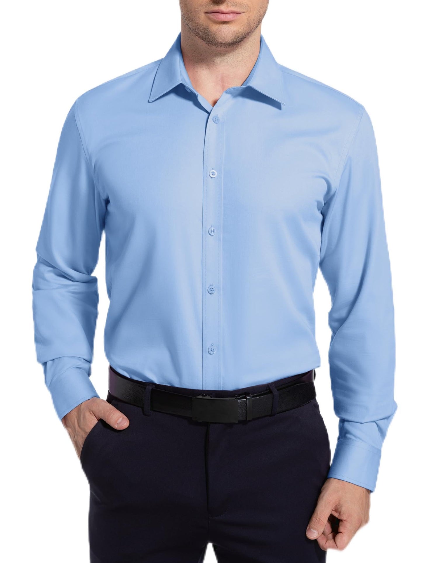 Men’s Dress Shirt Stretch Stain Shield Button Down Shirt Long Sleeve Button Up Shirt