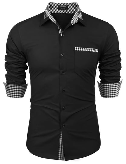 COOFANDY Men's Long Sleeve Dress Shirt Plaid Collar Casual Button Down Shirts