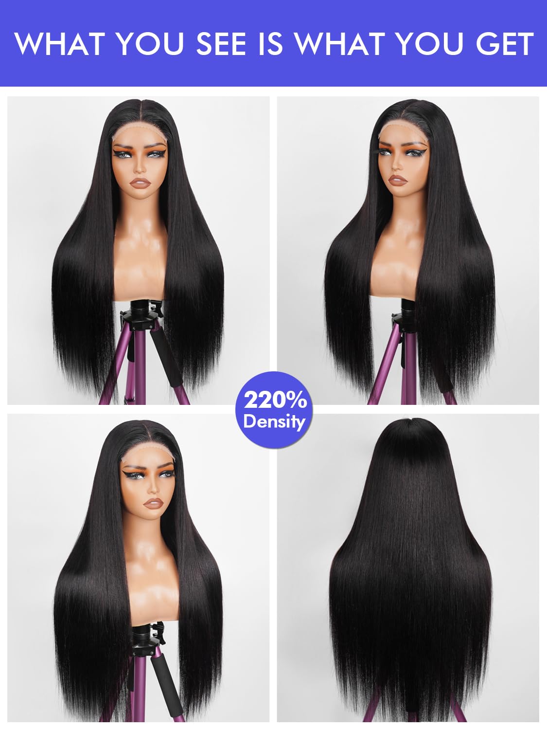 30 Inch 5x5 HD Lace Closure Wigs Human Hair 220 Density Wear and Go Glueless Wigs Human Hair Pre Plucked Pre Cut with Baby Hair Bleached Knots 12A Ready to Wear Straight Wigs for Beginners