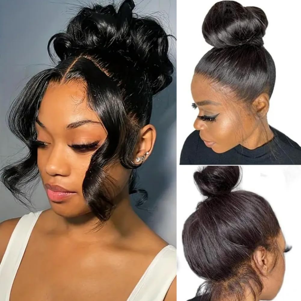 28 Inch 360 Lace Front Wigs Human Hair Drawstring Body Wave Lace Front Wigs Human Hair Pre Plucked 360 HD Full Lace Wig 180 Density Glueless Invisi Strap Frontal Wigs Human Hair for Women