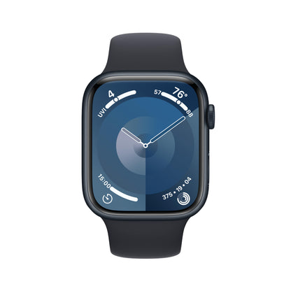 Apple Watch Series 9 [GPS 45mm] Midnight Aluminum Case with Midnight Sport Band, S/M (Renewed)