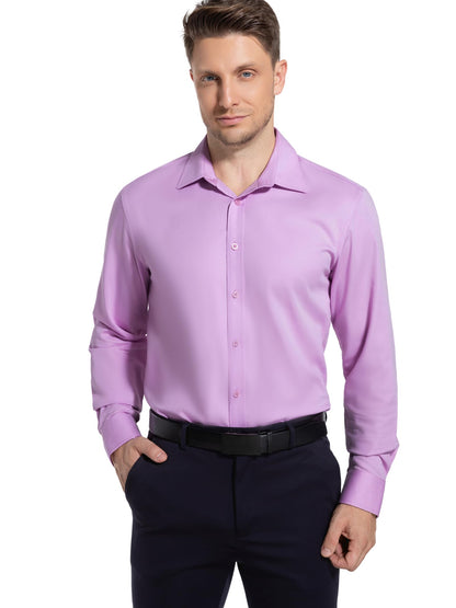 Men’s Dress Shirt Stretch Stain Shield Button Down Shirt Long Sleeve Button Up Shirt