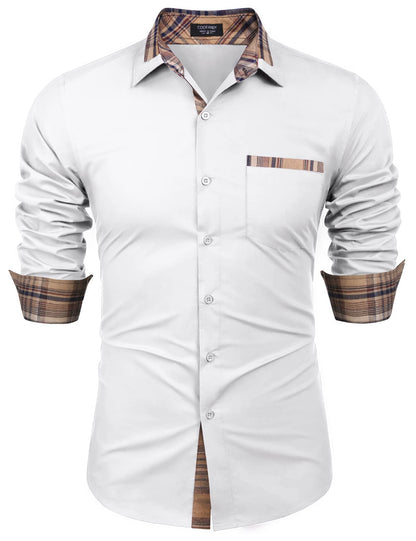 COOFANDY Men's Long Sleeve Dress Shirt Plaid Collar Casual Button Down Shirts