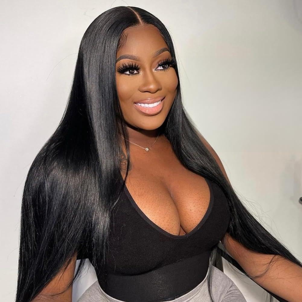 30 Inch 5x5 HD Lace Closure Wigs Human Hair 220 Density Wear and Go Glueless Wigs Human Hair Pre Plucked Pre Cut with Baby Hair Bleached Knots 12A Ready to Wear Straight Wigs for Beginners