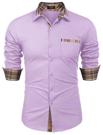 COOFANDY Men's Long Sleeve Dress Shirt Plaid Collar Casual Button Down Shirts