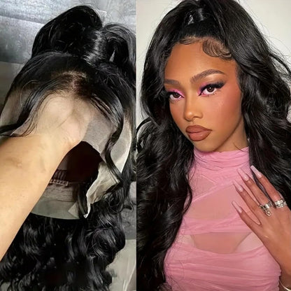 28 Inch 360 Lace Front Wigs Human Hair Drawstring Body Wave Lace Front Wigs Human Hair Pre Plucked 360 HD Full Lace Wig 180 Density Glueless Invisi Strap Frontal Wigs Human Hair for Women