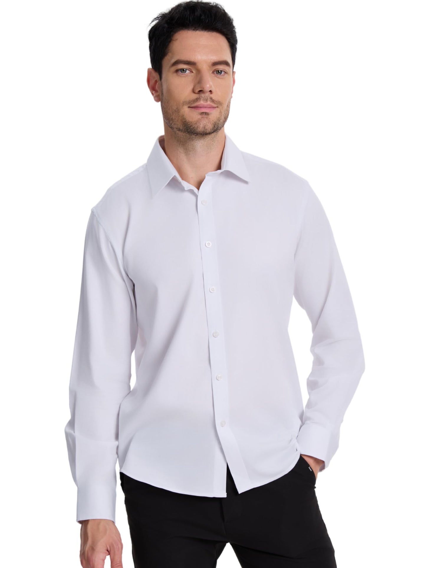 Men’s Dress Shirt Stretch Stain Shield Button Down Shirt Long Sleeve Button Up Shirt