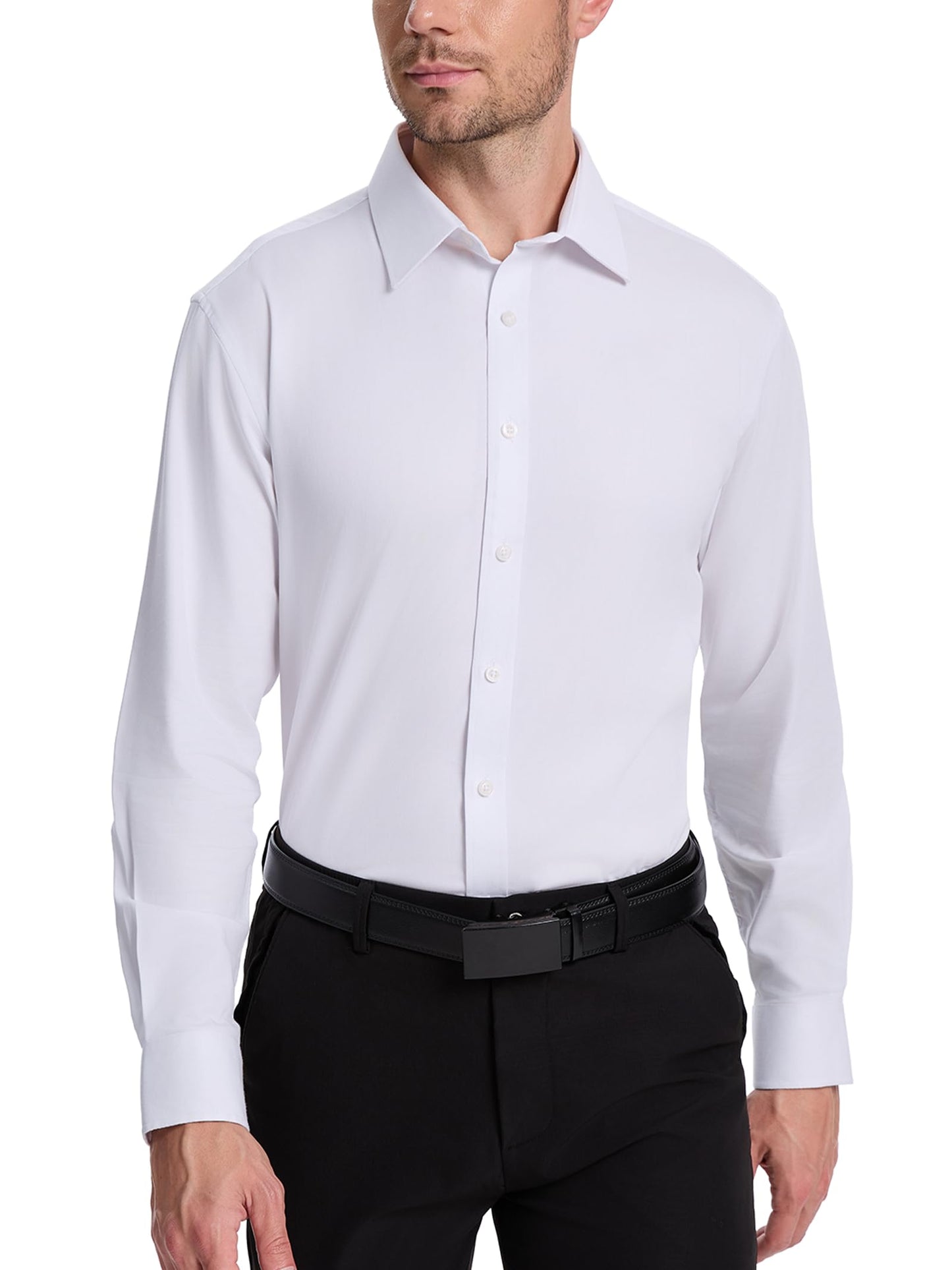 Men’s Dress Shirt Stretch Stain Shield Button Down Shirt Long Sleeve Button Up Shirt