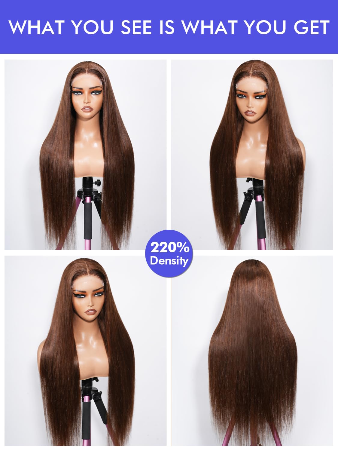 30 Inch 5x5 HD Lace Closure Wigs Human Hair 220 Density Wear and Go Glueless Wigs Human Hair Pre Plucked Pre Cut with Baby Hair Bleached Knots 12A Ready to Wear Straight Wigs for Beginners