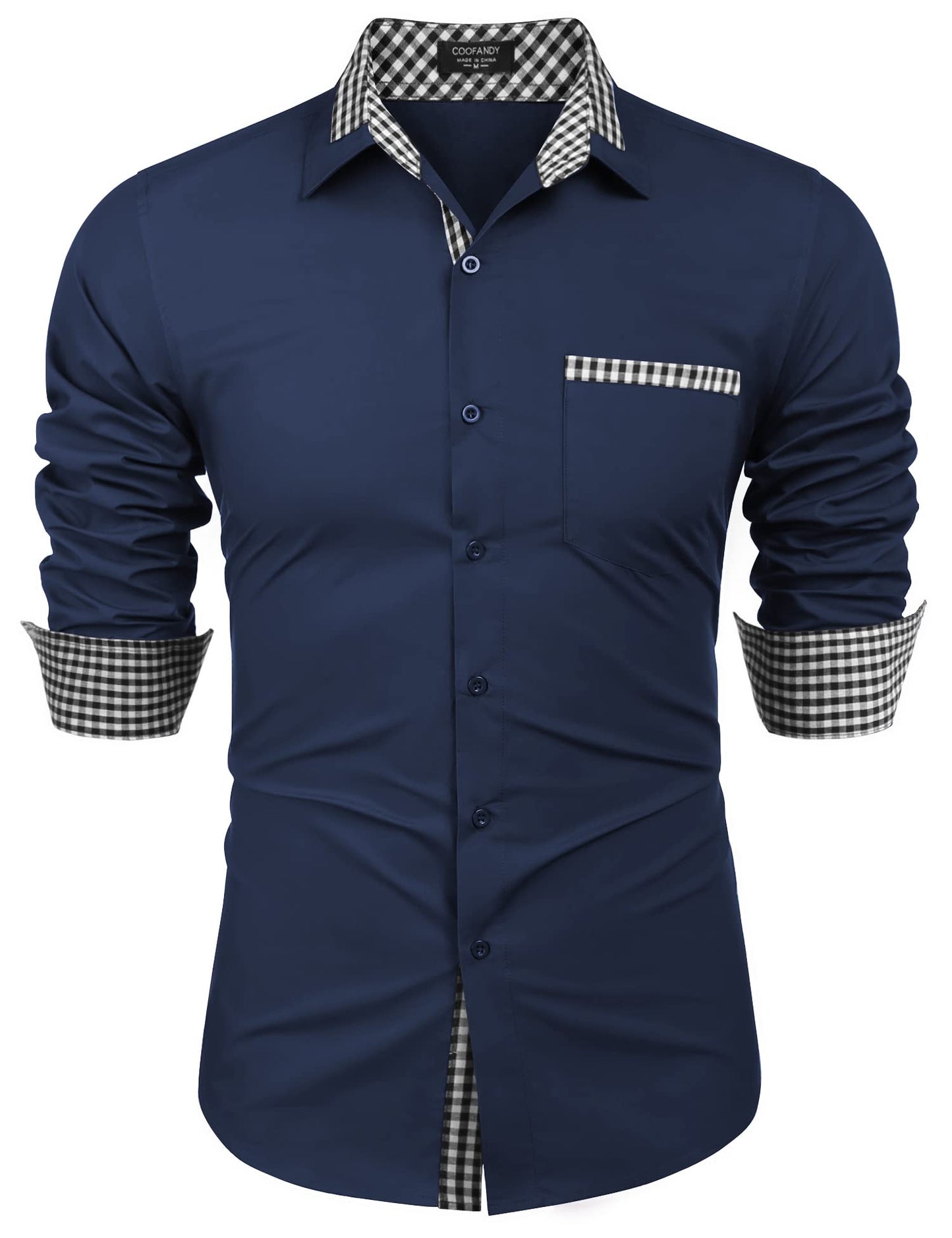 COOFANDY Men's Long Sleeve Dress Shirt Plaid Collar Casual Button Down Shirts