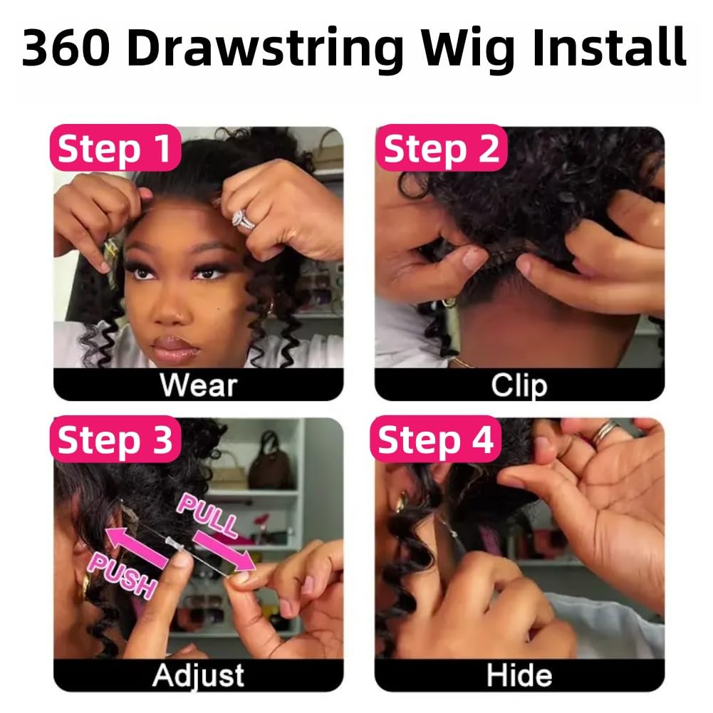 28 Inch 360 Lace Front Wigs Human Hair Drawstring Body Wave Lace Front Wigs Human Hair Pre Plucked 360 HD Full Lace Wig 180 Density Glueless Invisi Strap Frontal Wigs Human Hair for Women