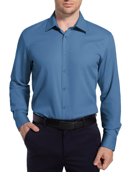 Men’s Dress Shirt Stretch Stain Shield Button Down Shirt Long Sleeve Button Up Shirt