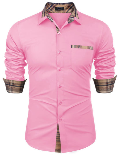 COOFANDY Men's Long Sleeve Dress Shirt Plaid Collar Casual Button Down Shirts
