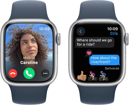 Apple Watch Series 9 [GPS 45mm] Midnight Aluminum Case with Midnight Sport Band, S/M (Renewed)