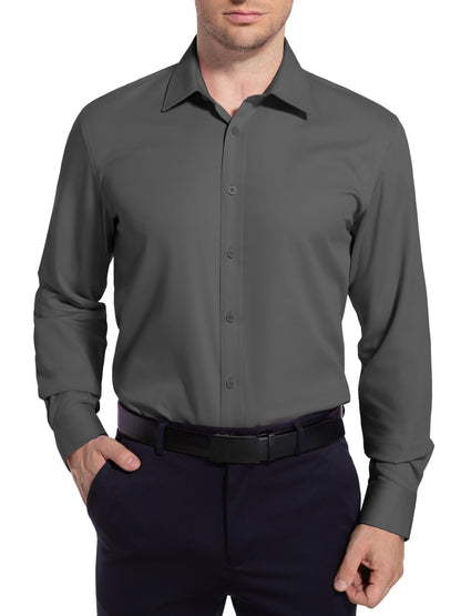 Men’s Dress Shirt Stretch Stain Shield Button Down Shirt Long Sleeve Button Up Shirt