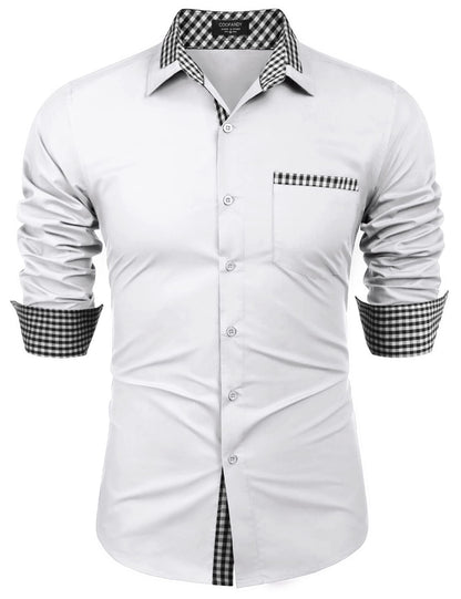 COOFANDY Men's Long Sleeve Dress Shirt Plaid Collar Casual Button Down Shirts