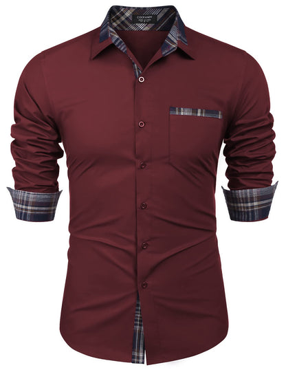 COOFANDY Men's Long Sleeve Dress Shirt Plaid Collar Casual Button Down Shirts