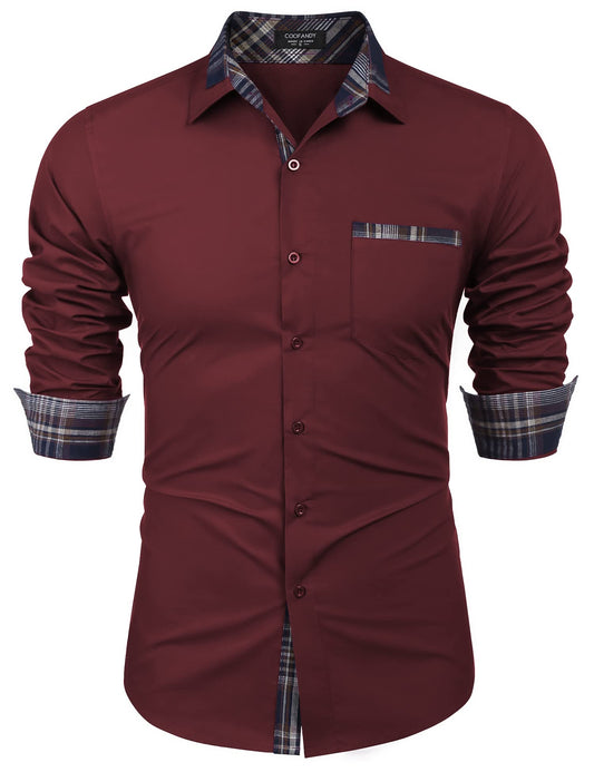 COOFANDY Men's Long Sleeve Dress Shirt Plaid Collar Casual Button Down Shirts