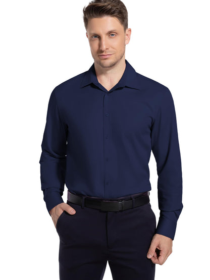 Men’s Dress Shirt Stretch Stain Shield Button Down Shirt Long Sleeve Button Up Shirt