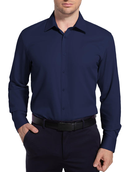 Men’s Dress Shirt Stretch Stain Shield Button Down Shirt Long Sleeve Button Up Shirt