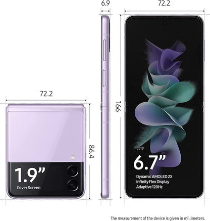 SAMSUNG Galaxy Z Flip 3 5G, US Version, 128GB, Phantom Black - Unlocked (Renewed)