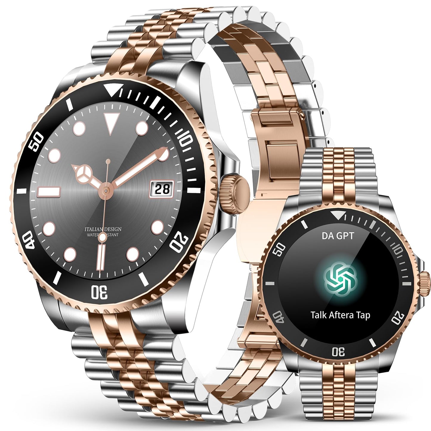 2025 DA GPT Smart Watch for Men with Bluetooth Call, Heart Rate, Blood Pressure, SpO2, Sleep Monitor, 107 Sports Modes, Waterproof Round Watch, 1.19-inch AMOLED Display, Compatible Android and iOS