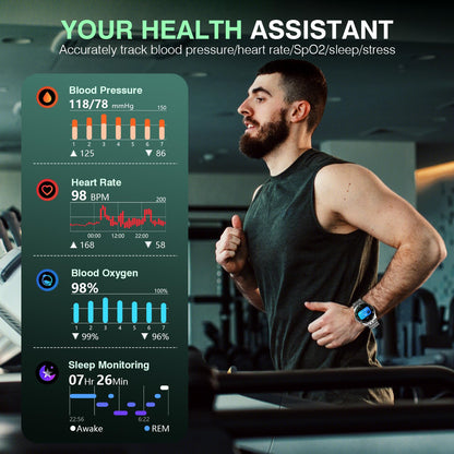 2025 DA GPT Smart Watch with Bluetooth Call,1.19-inch AMOLED Display, 24/7 Heart Rate, Blood Oxygen, Blood Pressure, Sleep Monitor, 107 Sports Fitness Tracker, Compatible Android and iOS Silver Gold