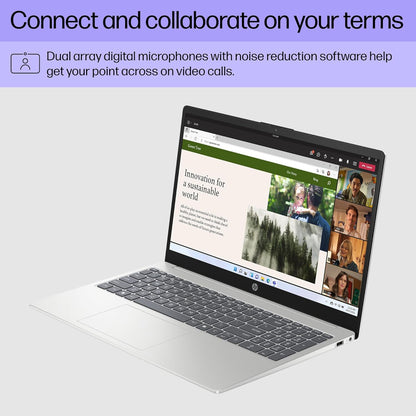 HP 15.6 inch Laptop, HD Touchscreen Display, AMD Ryzen 3 7320U, 8 GB RAM, 256 GB SSD, AMD Radeon Graphics, Windows 11 Home, Natural Silver, 15-fc0399nr