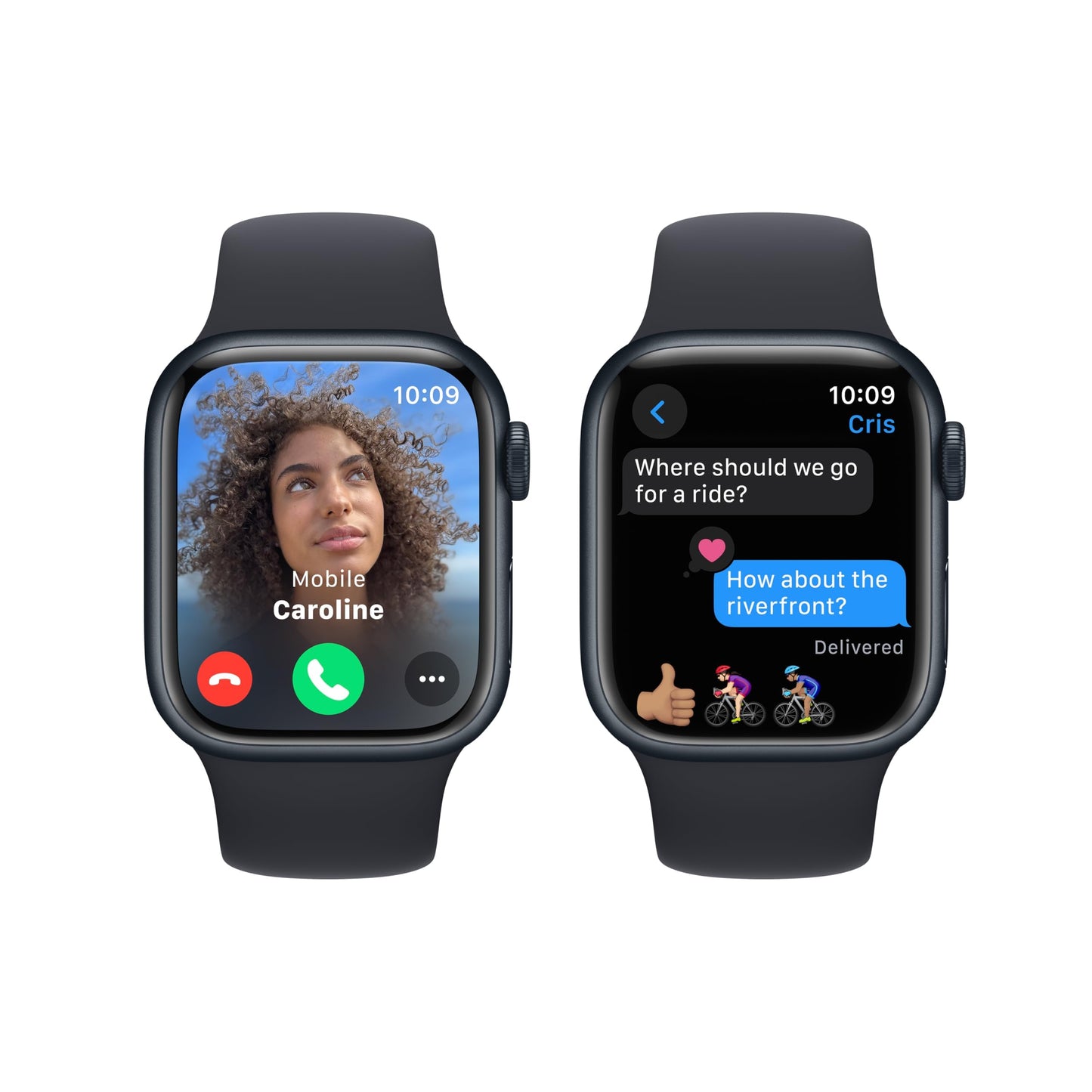 Apple Watch Series 9 [GPS 45mm] Midnight Aluminum Case with Midnight Sport Band, S/M (Renewed)
